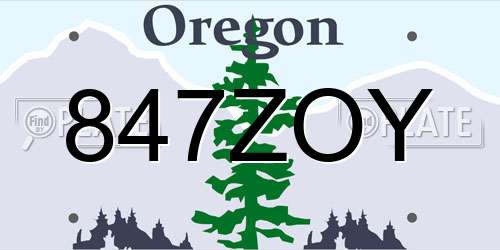 847ZOY Oregon License Plate