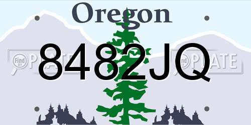 8482JQ Oregon License Plate