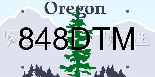 848DTM Oregon License Plate