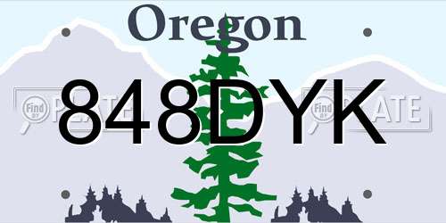 848DYK Oregon License Plate