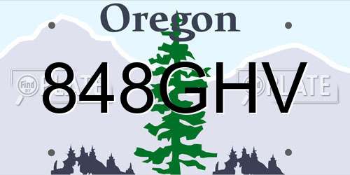 848GHV Oregon License Plate