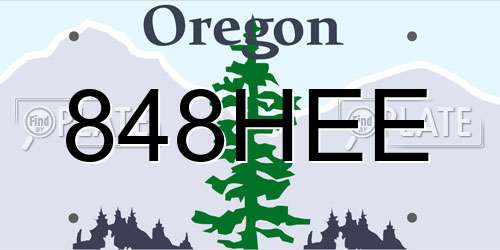 848HEE Oregon License Plate