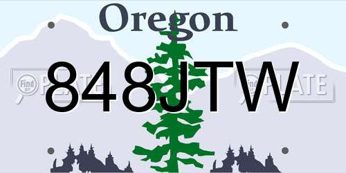 848JTW Oregon License Plate