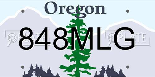 848MLG Oregon License Plate