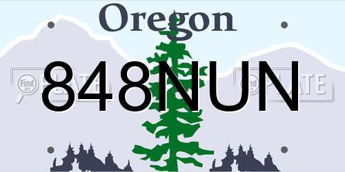 848NUN Oregon License Plate