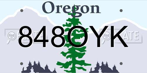 848OYK Oregon License Plate