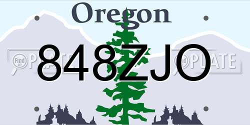 848ZJO Oregon License Plate