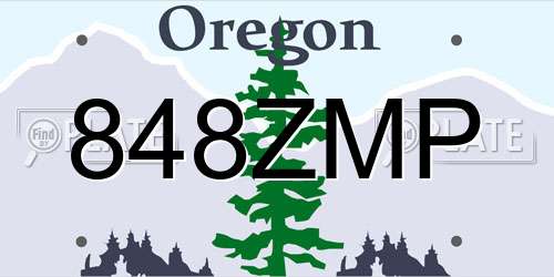 848ZMP Oregon License Plate