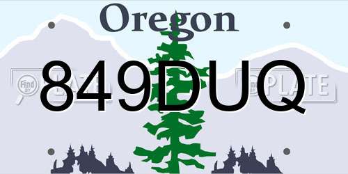 849DUQ Oregon License Plate