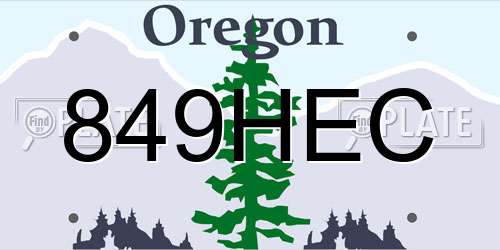 849HEC Oregon License Plate