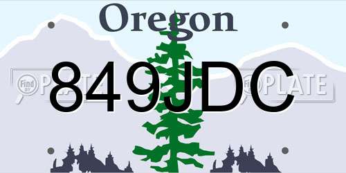 849JDC Oregon License Plate