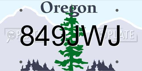 849JWJ Oregon License Plate