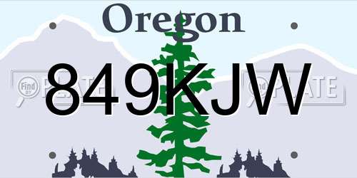 849KJW Oregon License Plate