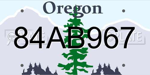 84AB967 Oregon License Plate