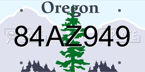 84AZ949 Oregon License Plate