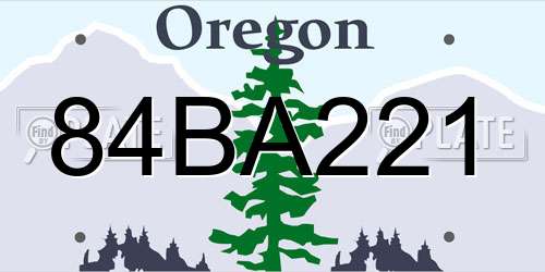 84BA221 Oregon License Plate