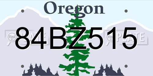 84BZ515 Oregon License Plate