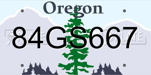 84GS667 Oregon License Plate