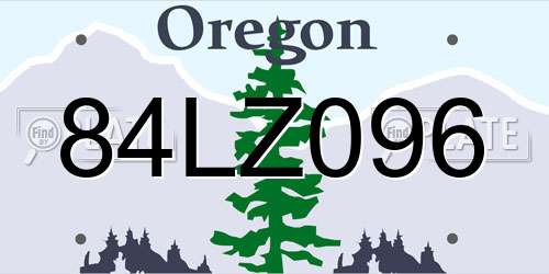 84LZ096 Oregon License Plate