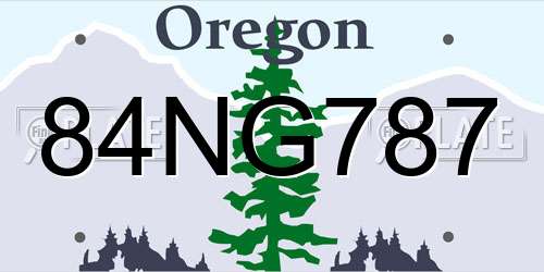 84NG787 Oregon License Plate