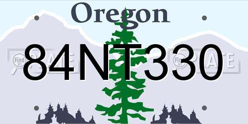 84NT330 Oregon License Plate