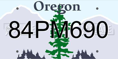 84PM690 Oregon License Plate