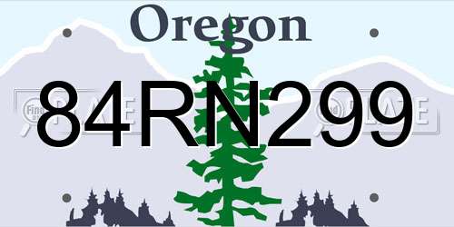 84RN299 Oregon License Plate
