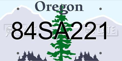 84SA221 Oregon License Plate