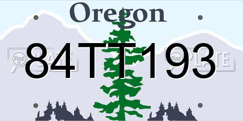 84TT193 Oregon License Plate