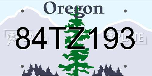 84TZ193 Oregon License Plate