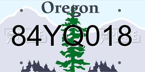 84YQ018 Oregon License Plate