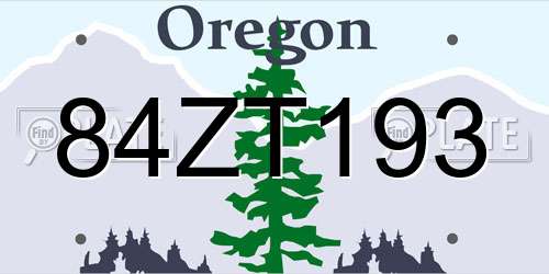 84ZT193 Oregon License Plate