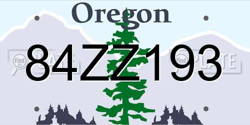 84ZZ193 Oregon License Plate
