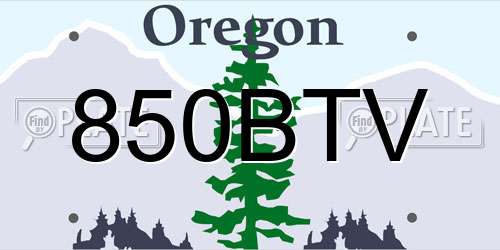 850BTV Oregon License Plate