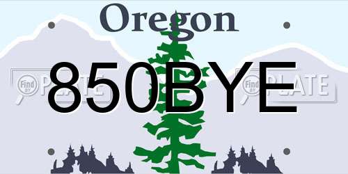 850BYE Oregon License Plate