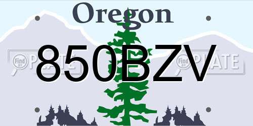 850BZV Oregon License Plate