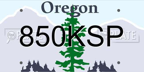 850KSP Oregon License Plate