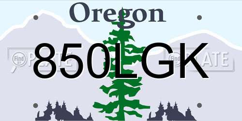 850LGK Oregon License Plate