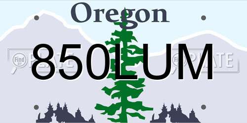 850LUM Oregon License Plate