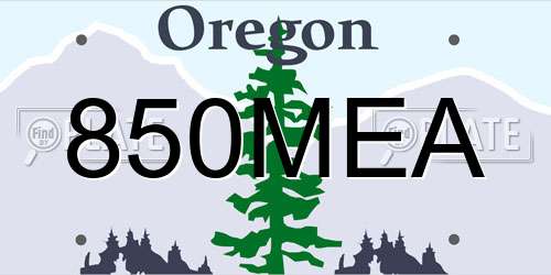 850MEA Oregon License Plate