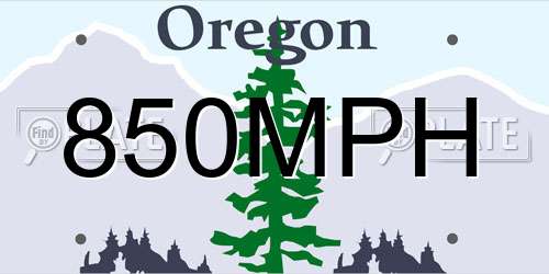 850MPH Oregon License Plate
