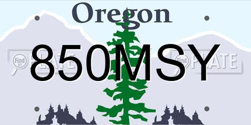 850MSY Oregon License Plate
