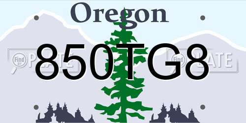 850TG8 Oregon License Plate