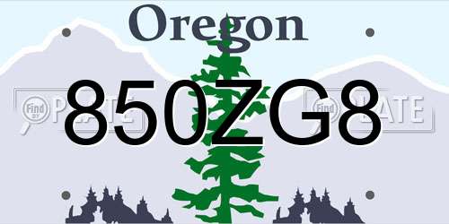 850ZG8 Oregon License Plate