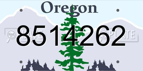 8514262 Oregon License Plate