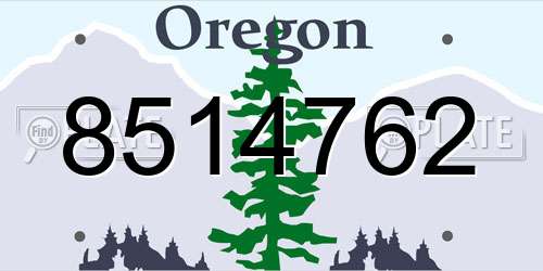 8514762 Oregon License Plate