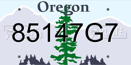85147G7 Oregon License Plate