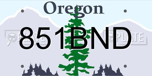 851BND Oregon License Plate