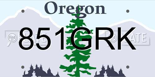 851GRK Oregon License Plate