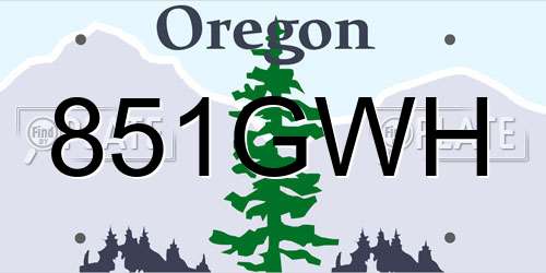 851GWH Oregon License Plate